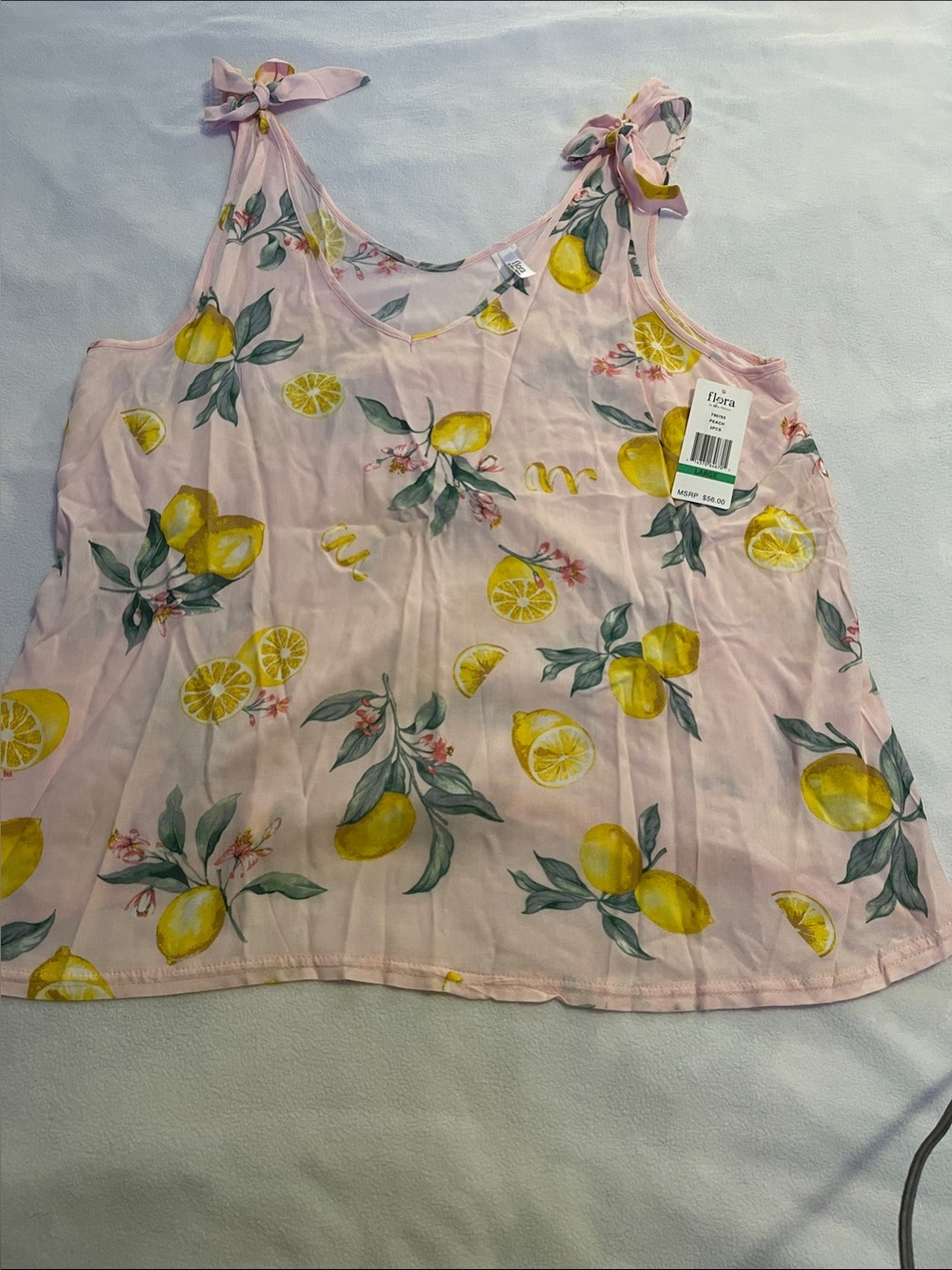 Flora Nikrooz Pink Lemon-Print Tie-Shoulder Camisole